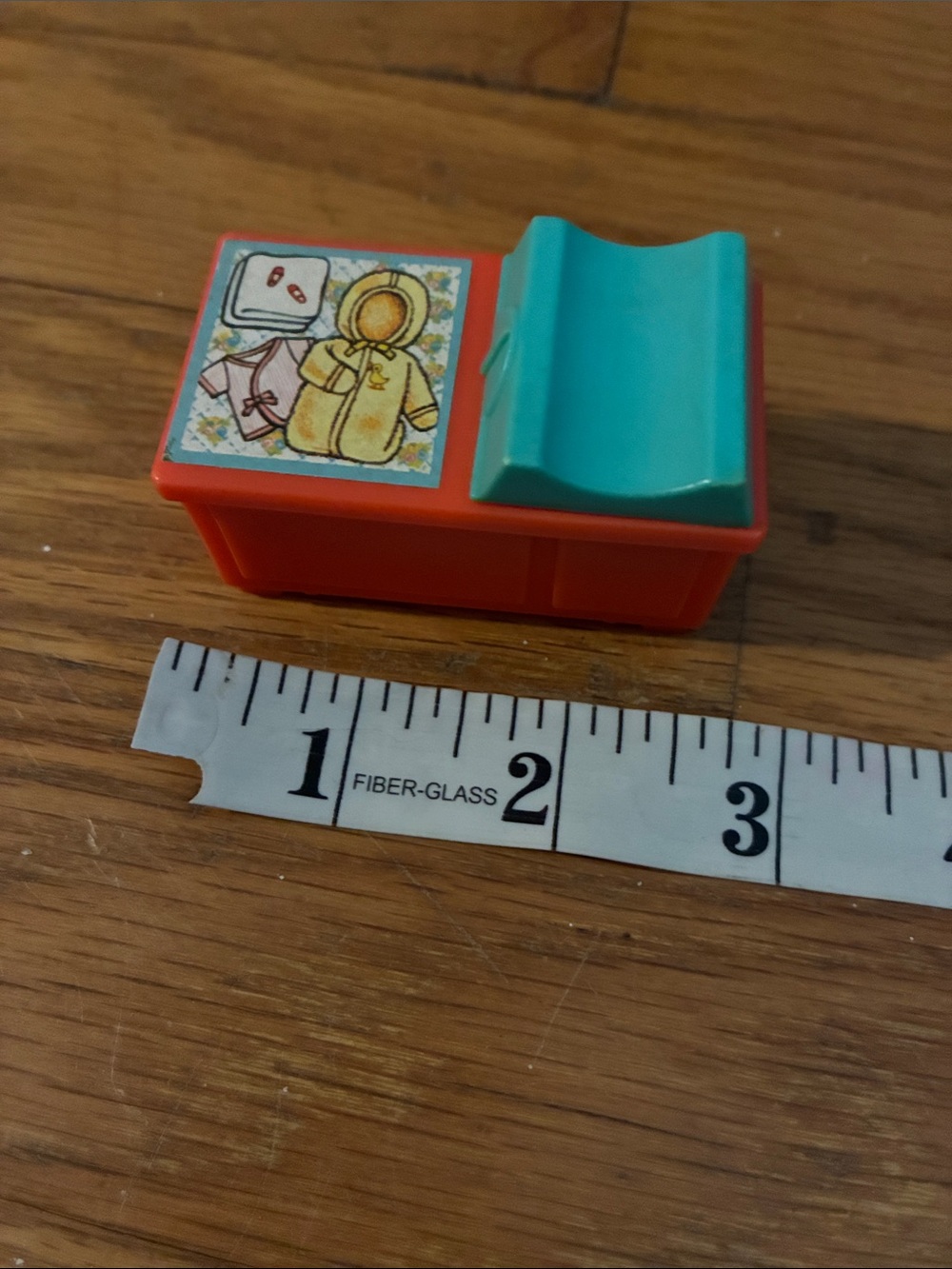 1972 Fisher-Price Orange Changing Table with Teal Basin
